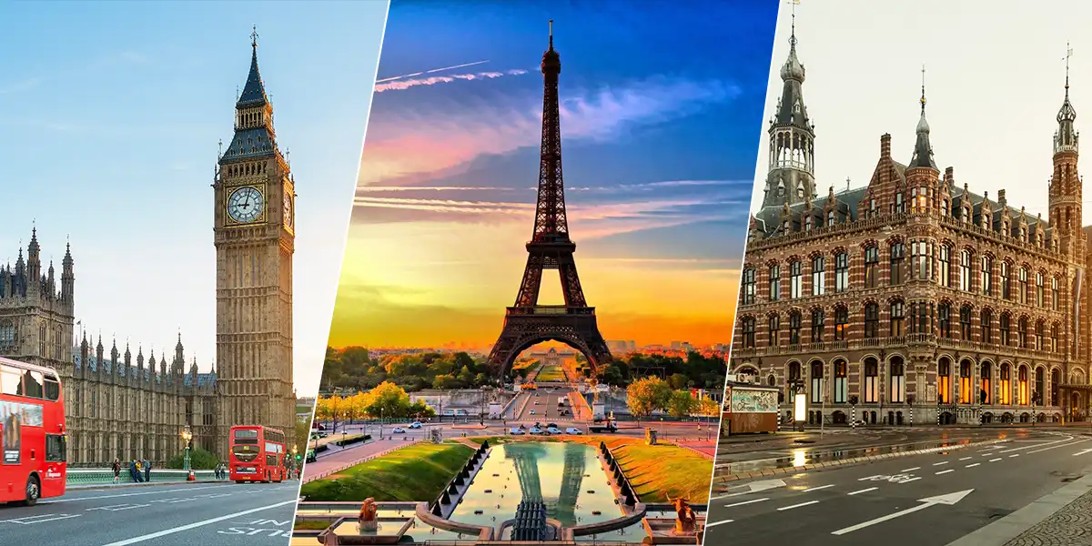 London & Paris - Amsterdam or Prague or Budapest